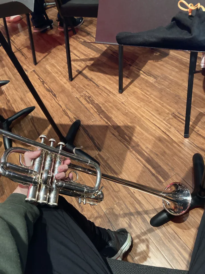 Me holding a herald trumpet.